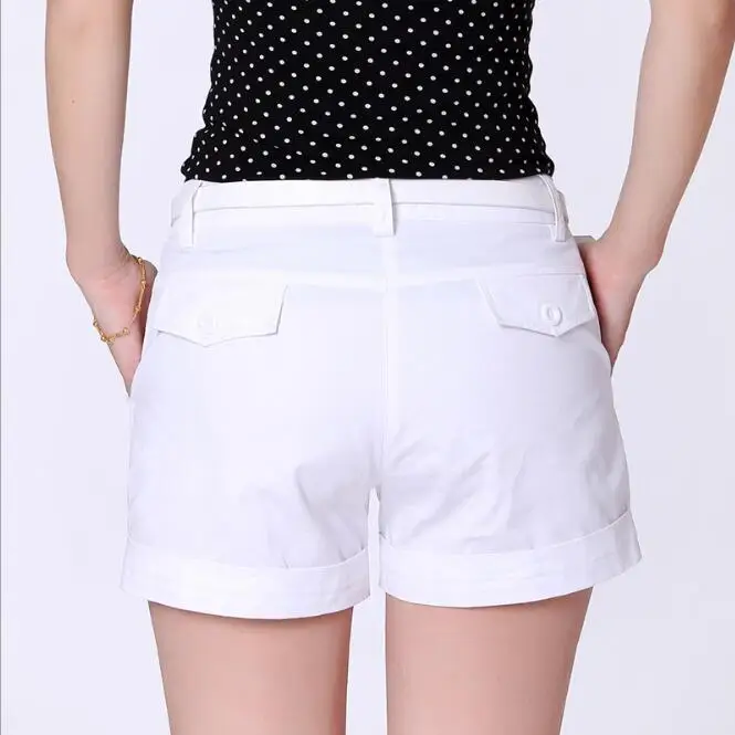 

2019 New Spring Summer Women Casual Shorts Female Mid Waist Cotton Shorts Black White Plus Size Shorts Women