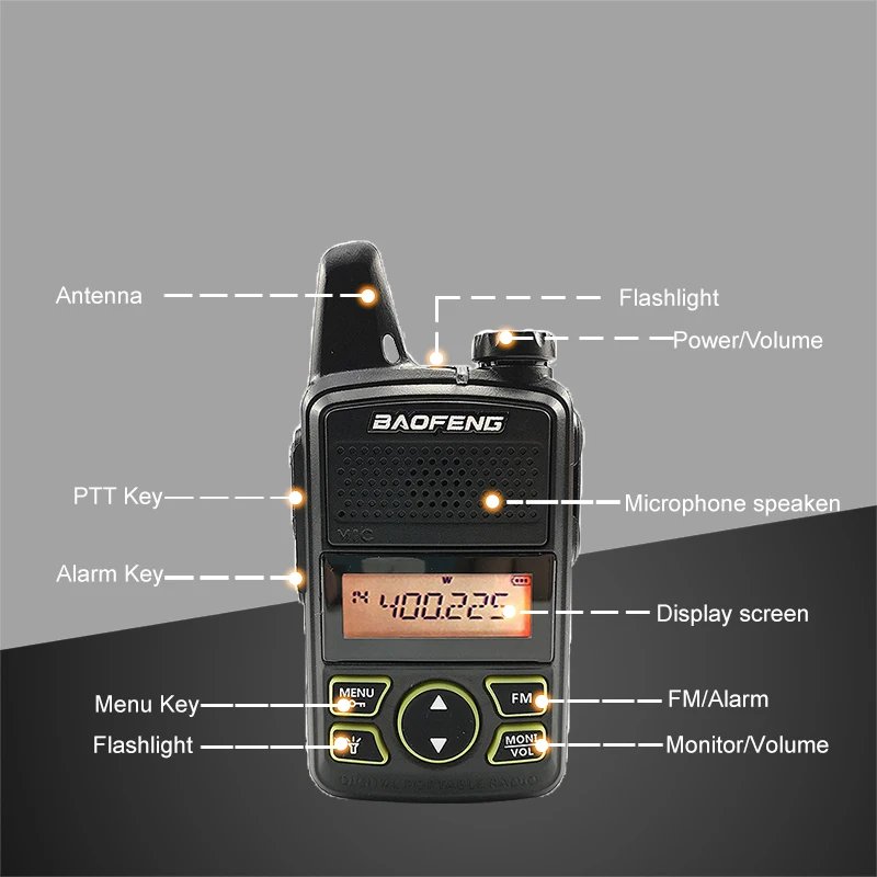 2pcs Baofeng BF-T1 Mini Walkie Talkie UHF 400-470MHz Kids FM Transceiver Radio With PTT Earpiece Child Two Way Radio Comunicador
