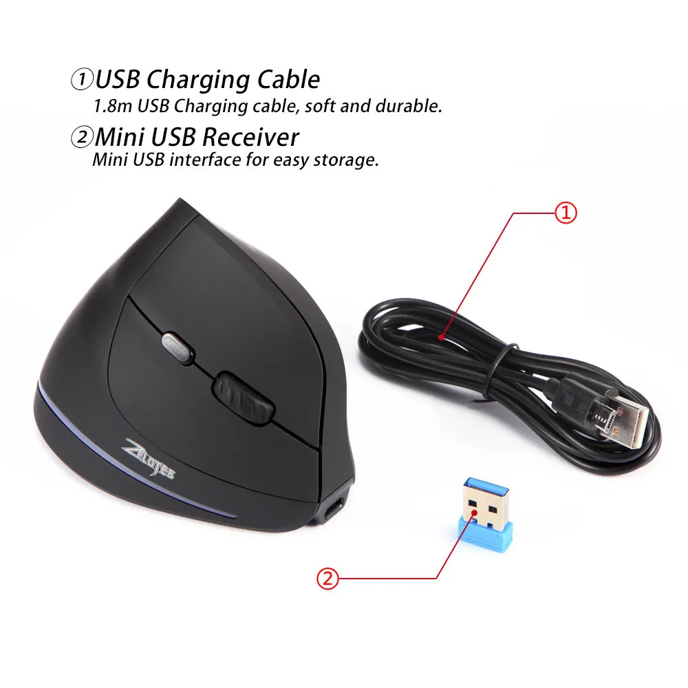 Мышь Raton Zelotes F-35, 2,4 ГГц, вертикальная Беспроводная перезаряжаемая USB игровая компьютерная мышь, 2400 dpi, 6 кнопок, мышь для ноутбука