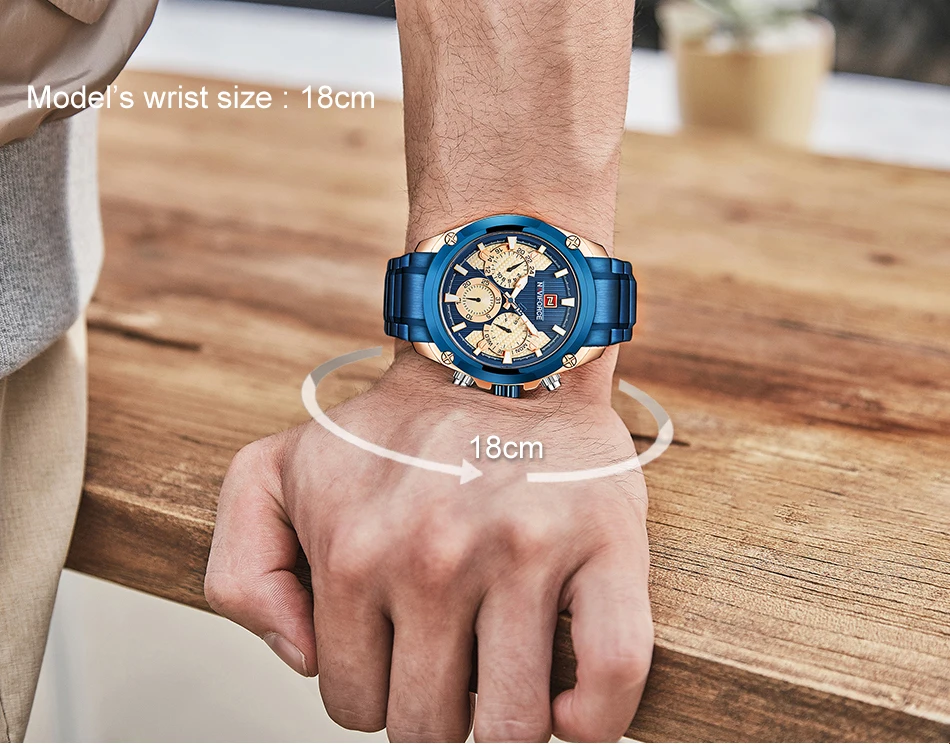 NAVIFORCE Роскошные мужские часы, полностью стальные водонепроницаемые спортивные военные часы, мужские деловые наручные часы, мужские часы
