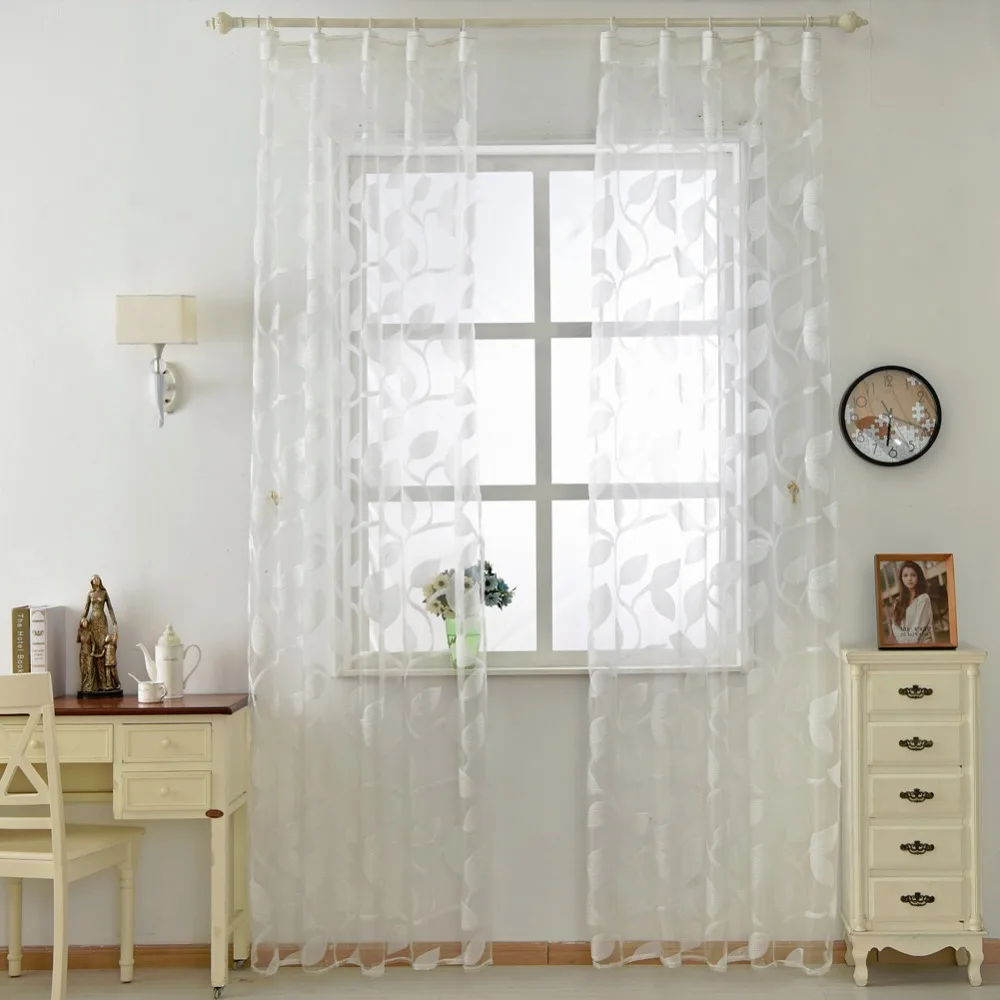 Прозрачные Занавески в виде листьев для кухни современные тюлевые прозрачные на