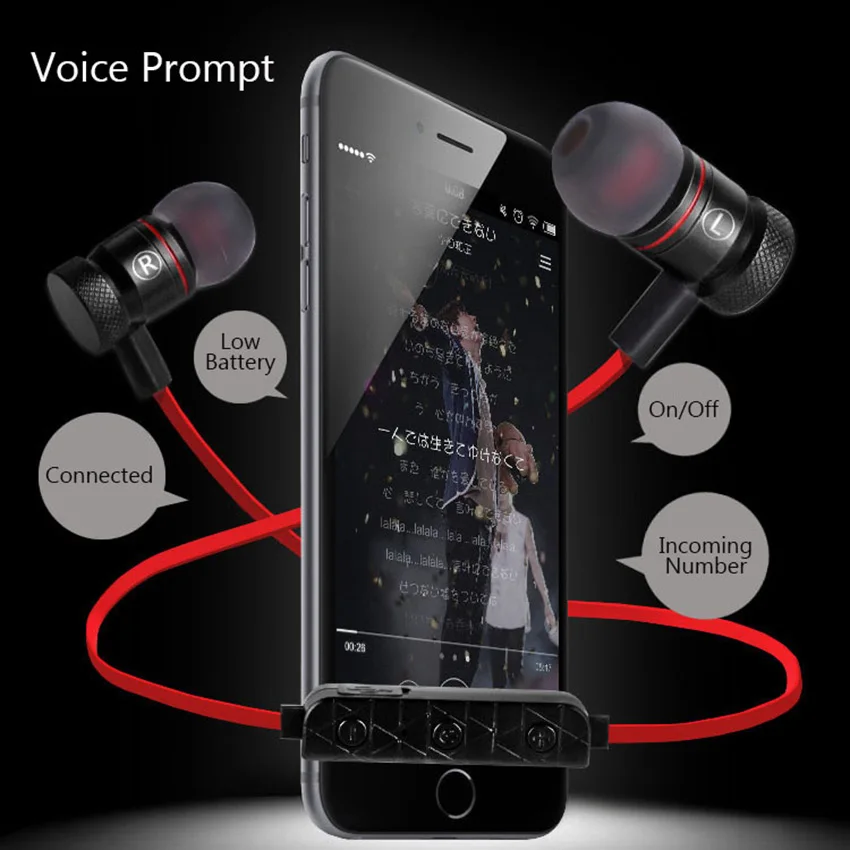 Магнитные беспроводные наушники Aimitek Bluetooth спортивные стерео музыка для бега iPhone