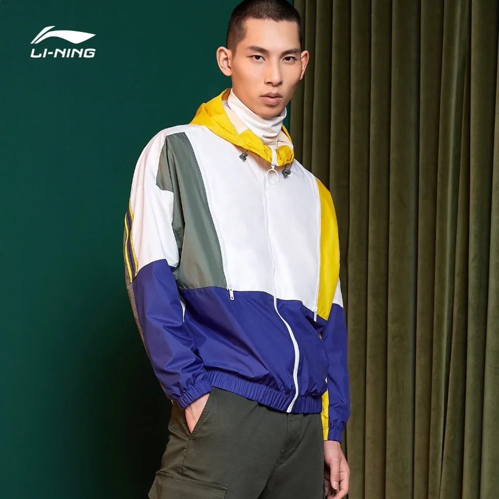 Мужская свободная куртка с капюшоном Li-Ning спортивная из полиэстера подкладкой