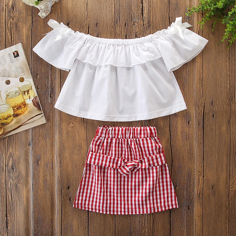 Комплект детской одежды из 2 предметов для маленьких девочек рубашка с открытыми