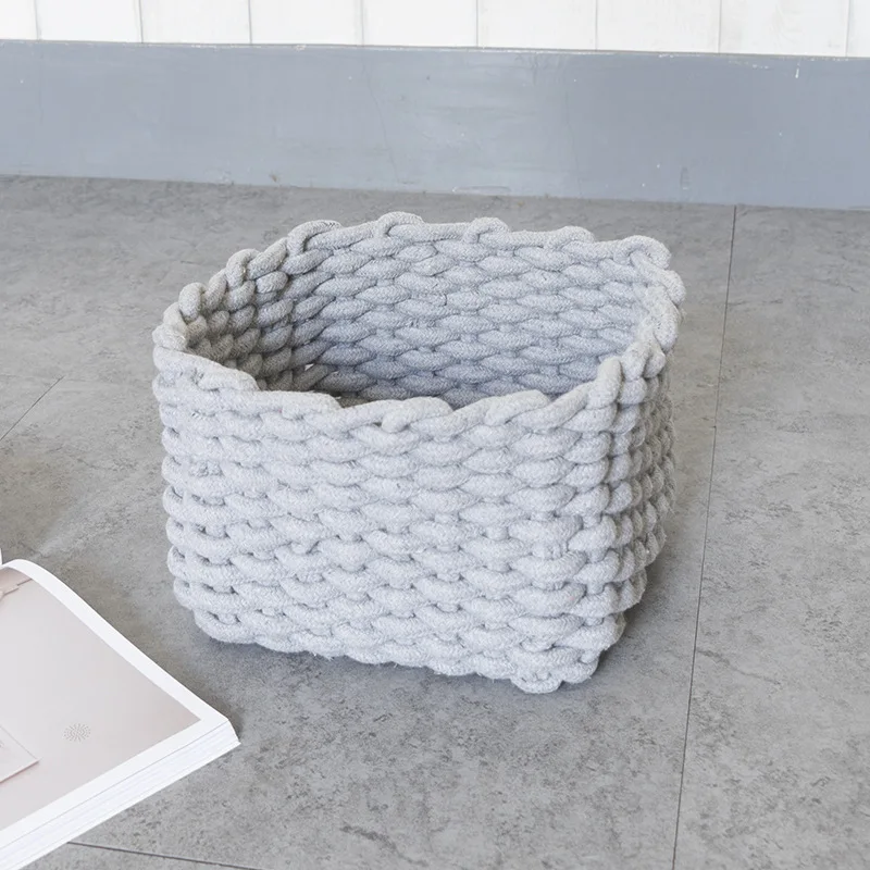 1 шт. ручная тканая хлопковая веревка домашняя корзина для хранения разного