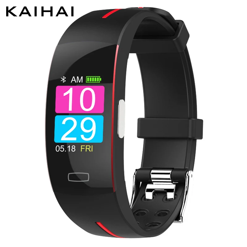 Red smart bracelet KAIHAI H66 plus, измеритель артериального давления, запястье, пульсометр, PPG, ECG, HRV, умный браслет, часы, фитнес-трекер, фитнес-трекер, для здоровья, носимые устройства, браслет, будильник, часы для Android ios - Цвет: Red smart bracelet