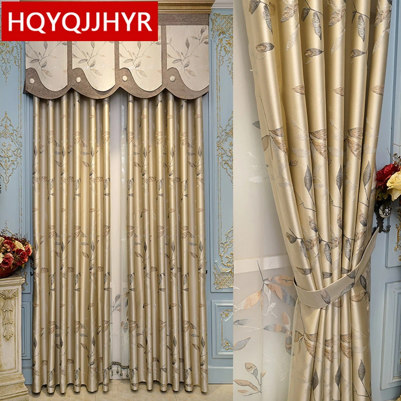 

Элегантные классические роскошные жаккардовые затемненные шторы для виллы для гостиной, оконные вышитые занавески из вуали для спальни, от...