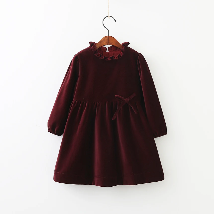 Toddler Girls Ruffle Party Dress Long Sleeve Kids European Style Velvet Winter Little Girl Fashion Spring Frocks Clothing | Детская