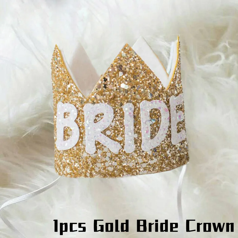 1pcs gold crown Одноразовые девичьи вечерние столовые приборы для девичника, свадебные украшения для невесты, вечерние украшения для девичника - Цвет: 1pcs gold crown