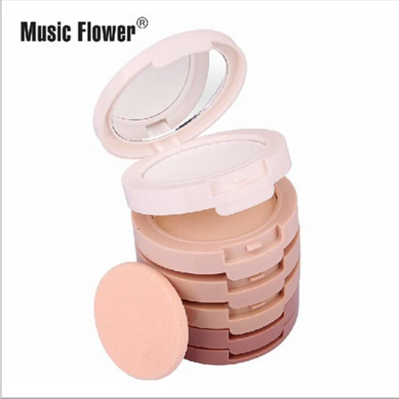 Music Flower 5 в 1 затенение порошок стойкий минеральная вода Magic пудра с зеркалом и