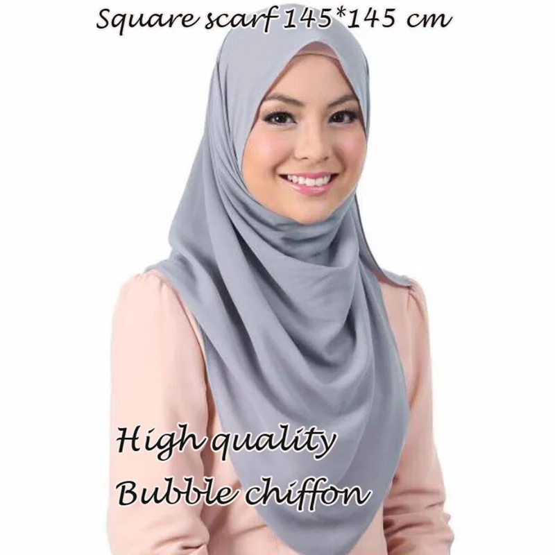 

H1183 latest plain big size bubble chiffon muslim square scarf, big size head wrap,can choose colors, fast delivery