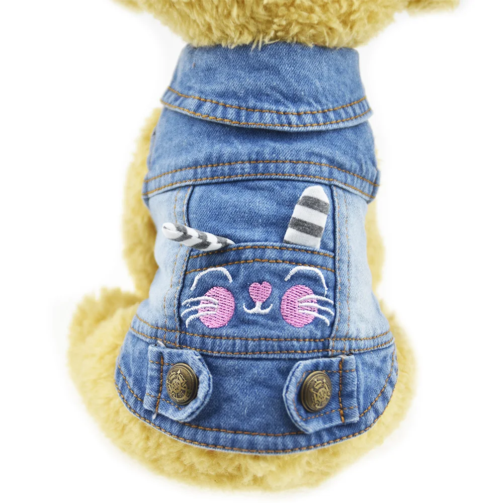 Джинсовый пиджак с вышивкой kitty маленькая собака кошка джинсовый крутой собачий