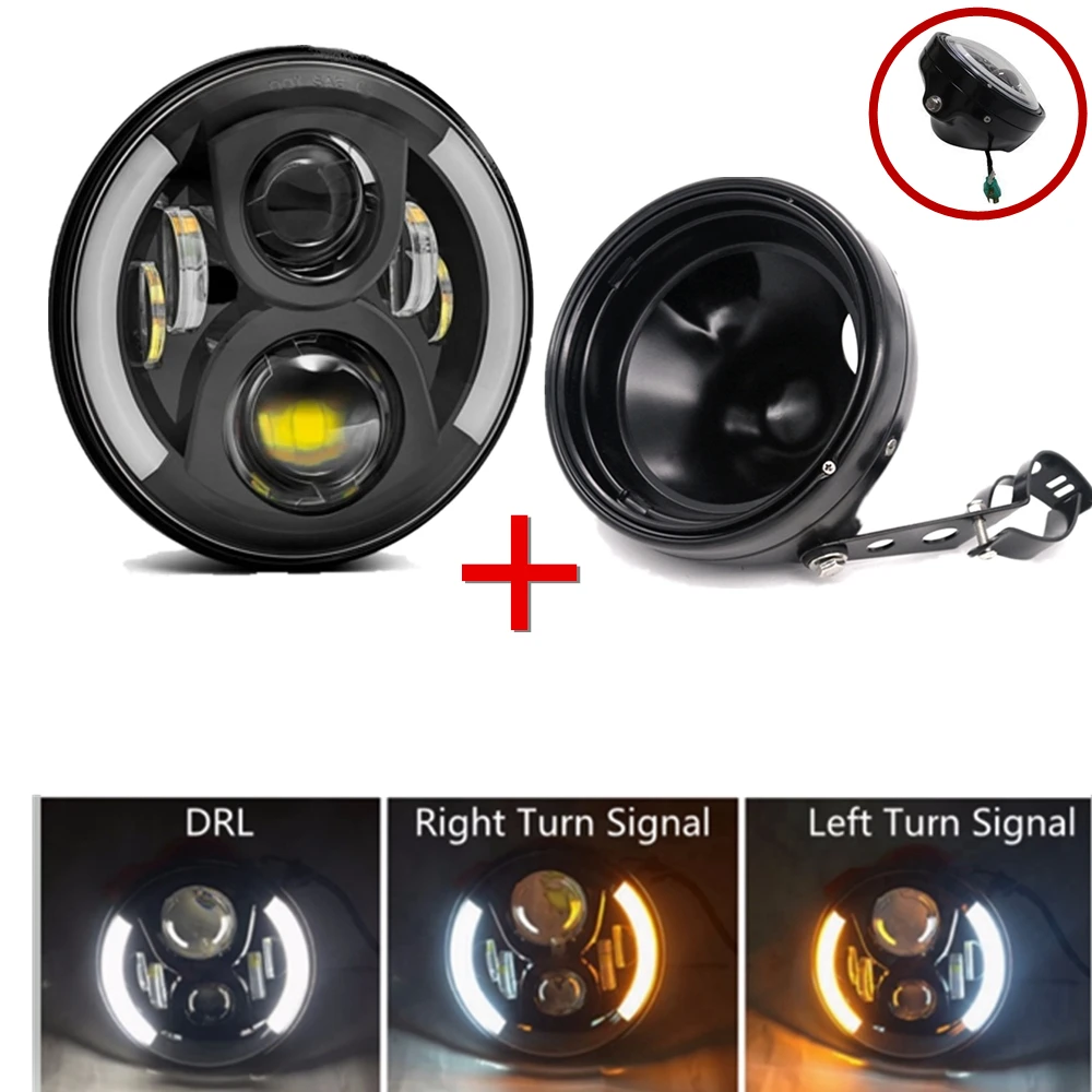 7 дюймов светодиодные фары проектор DRL мотоцикл для Кафе Racer поплавок