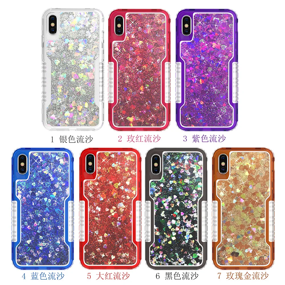 2 in 1 style quicksand pc case for Samsung S8 S9 S8plus coque fitted Glitter tpu samsung note 8 9 J3 2018 J7 2019 funda |