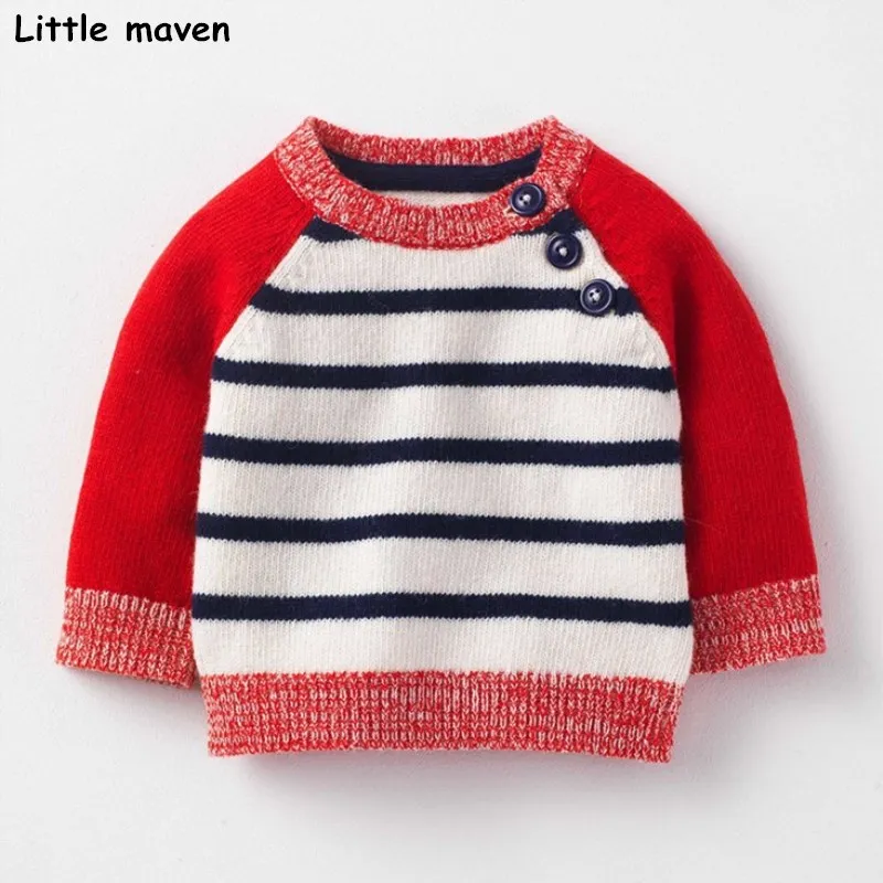 Little maven/Одежда для маленьких мальчиков и девочек; Новинка года; пуловер в полоску для мальчиков и девочек; свитер унисекс; сезон осень-зима; M002 M006