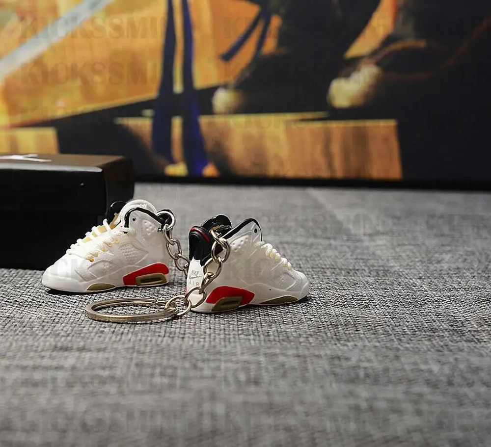 Дропшиппинг AIR JORDAN 6 RETOR кроссовки брелки 1/6 масштаб 3D мини-кроссовки JORDAN Брелок Кукла аксессуар