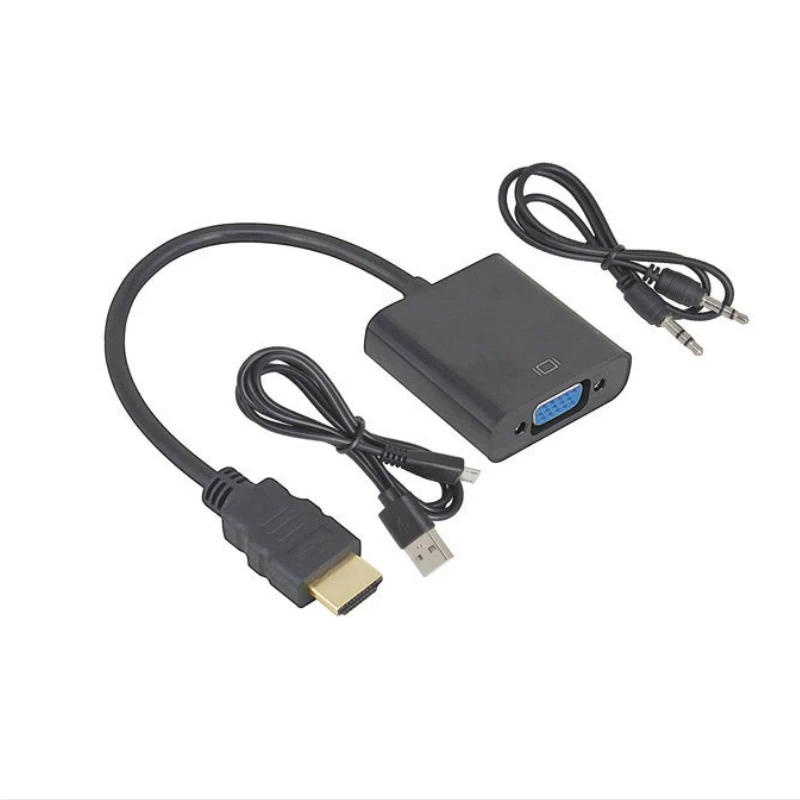Адаптер HDMI совместимый с VGA преобразователь источником питания 1080P цифро