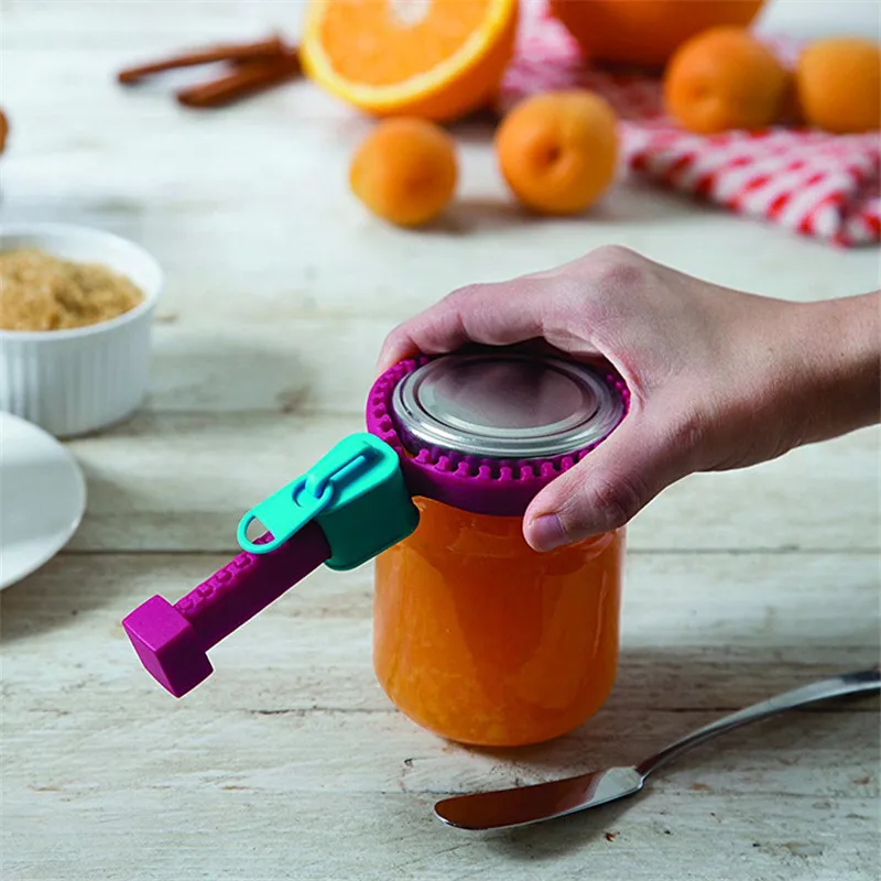 

300pcs/lot Creative Silicone Zipper Can Opener Multifunctional Anti-skid Jar Opener Bottle Opener Kitchen Tool