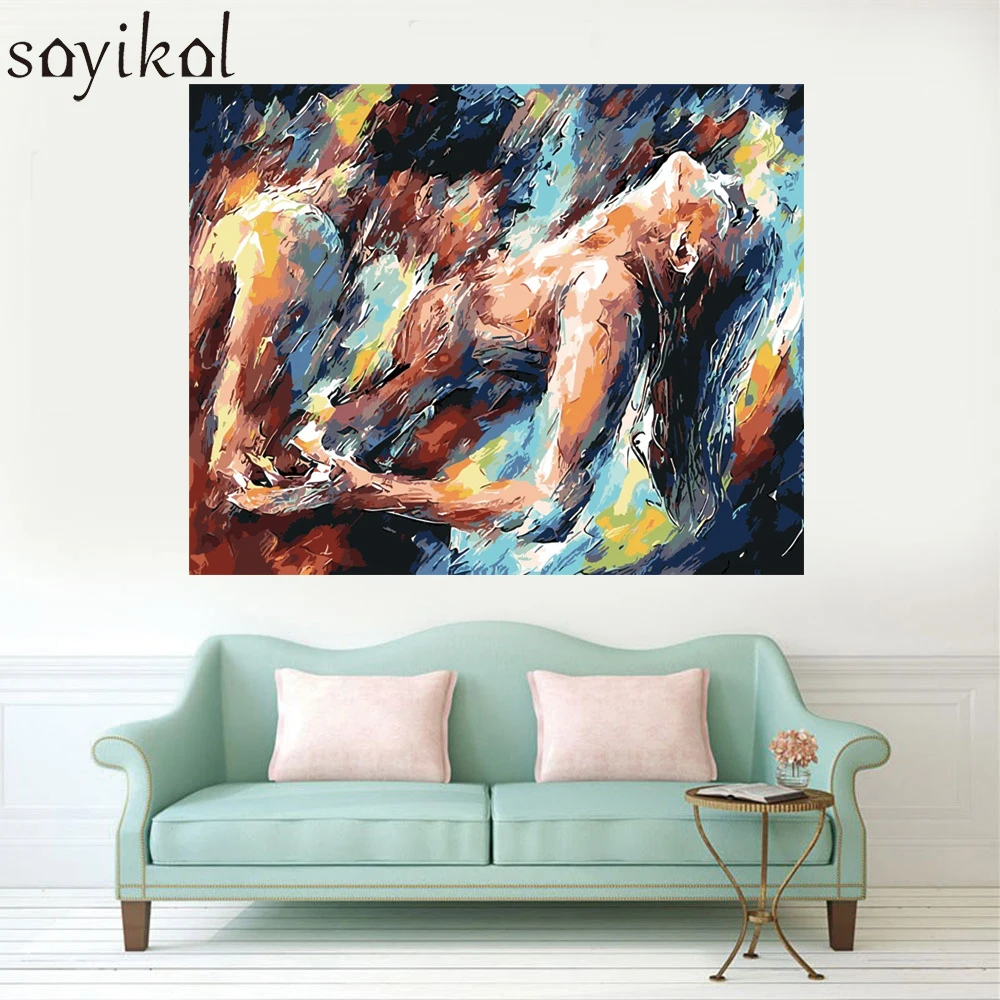 Настенная художественная картина 40x50 см, Картина на холсте, сделай сам, цифровая масляная краска по номерам для взрослых, Обнаженная, для влюбленных, Декор, подарок