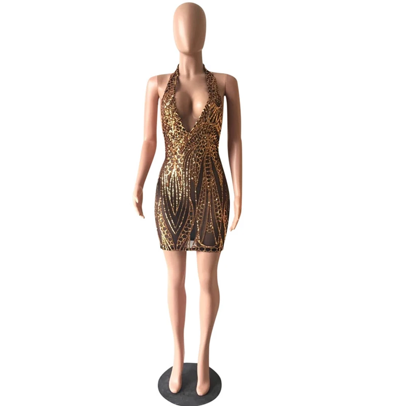 Сексуальное женское Бандажное облегающее платье с глубоким v образным вырезом