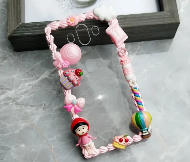 For samsung galaxy s9/s8 plus DIY case 3D Chibi Maruko-chan phone cover s6/s7 edge note 8/9 handmade cream candy girl gift |