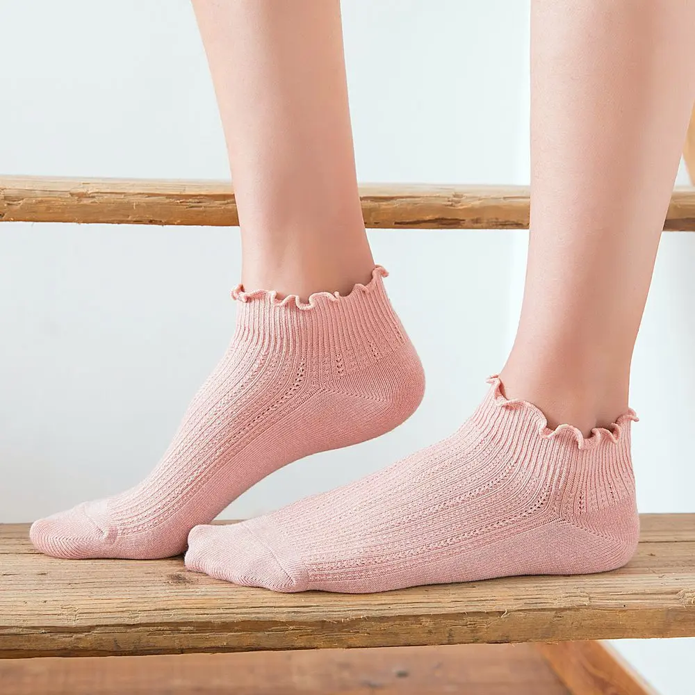 Cotton Ankle Lovely Frilly Edge Girls' Women Socks Sweet Casual Short Tube Lady Vintage Boat Socks