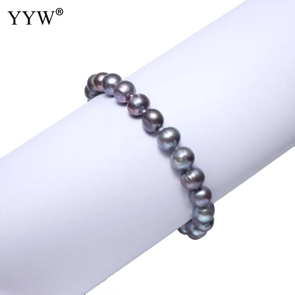 

2018 New Bracelet Women Freshwater Pearl Bracelet with Brass clasp Potato for woman purple 8-9mm Approx 7.5 Inch Strand Fashion