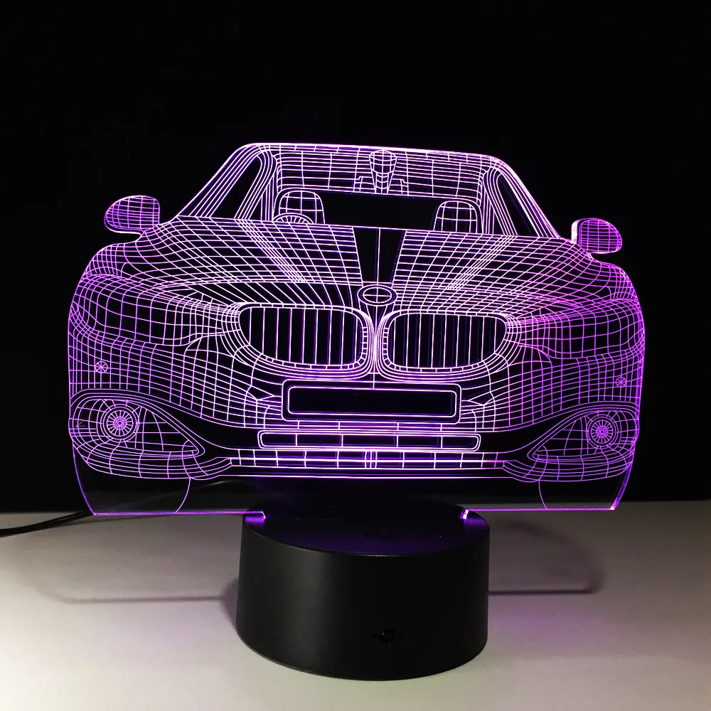 Креативный 3D LED автомобиль 7 цветов меняющая лампа Luminaria визуальный ночник для