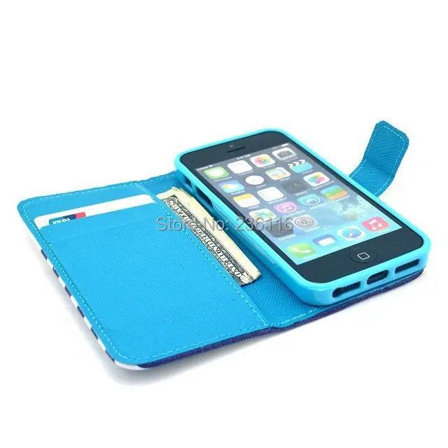 Tiger Mouth Pattern PU Leather Case with Stand Cover for Apple iPhone 5 5S Shell |