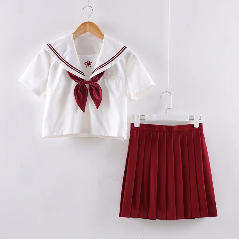 JK японская школьная форма для девочек вышивка Sakura осенние женские костюмы