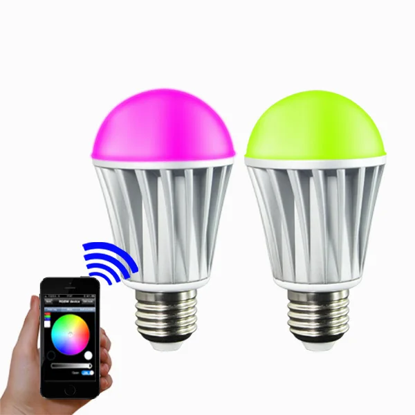 Bluetooth Светодиодная лампа E27 AC100 240V 7 5 W цветная сменная + теплый белый смартфон