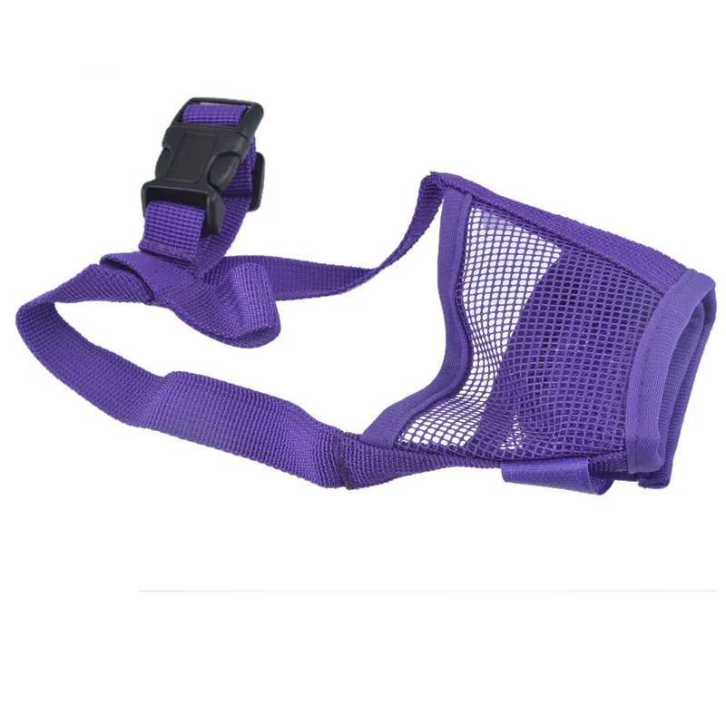 Purple Намордники для собак, тренировочные продукты, 1 шт., Регулируемая сетка, дышащая, для маленьких и больших собак, мордочка для рта, анти-намордник против лая, укусов, жевания, аксессуары для домашних животных - Цвет: Purple