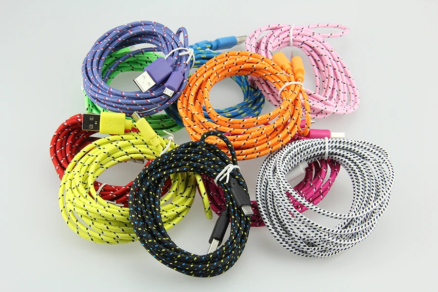 

Round braided 2m 3m Micro/lighting 8pin USB Charging Cable For Samsung HTC LG Motorola Android Smartphones/iphone 8 7 6 5 500pcs