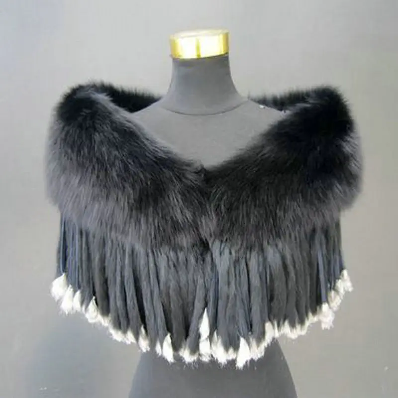 Новинка 2015 модный однотонный зимний женский шарф с лисьим мехом воротник кролика