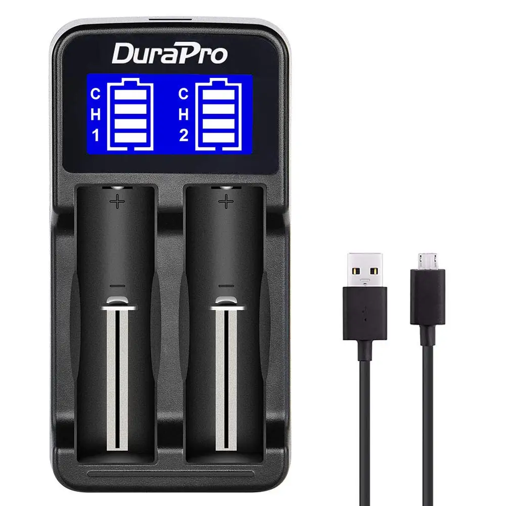 Durapro LCD USB двойное зарядное устройство для 18650 18490 18350 17670 17500 16340 RCR123 14500 10440 A AA AAA Li Ion с