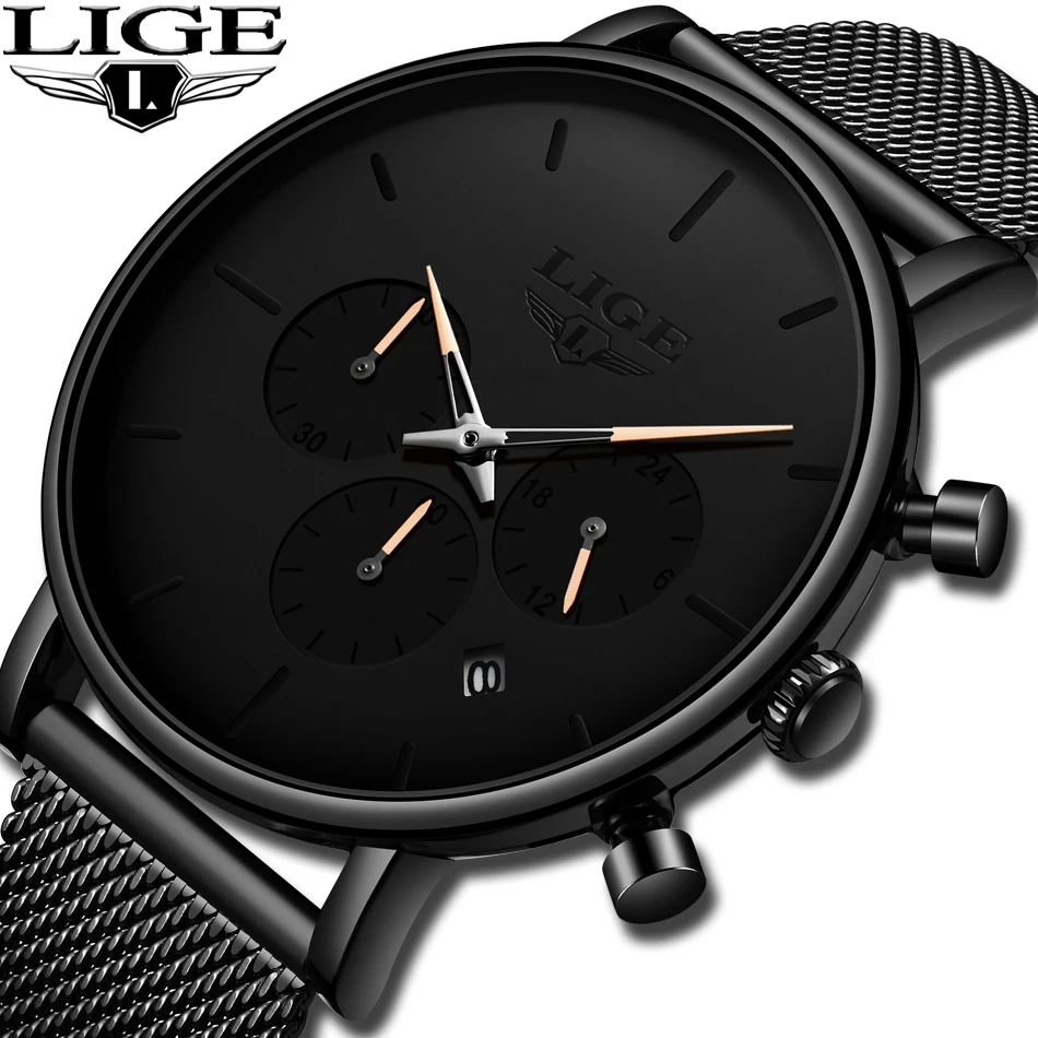 

LIGE New Business Date Mens Watches Top Brand Luxury Waterproof Sport Watch Men Ultra Thin Dial Quartz Watch Casual Reloj Hombre