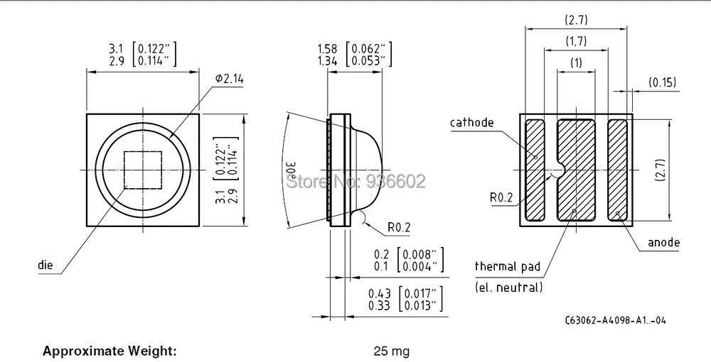 OSRAM OSLON SSL 150 высокомощный светодиодный 3W 3030 красный LR CPDP