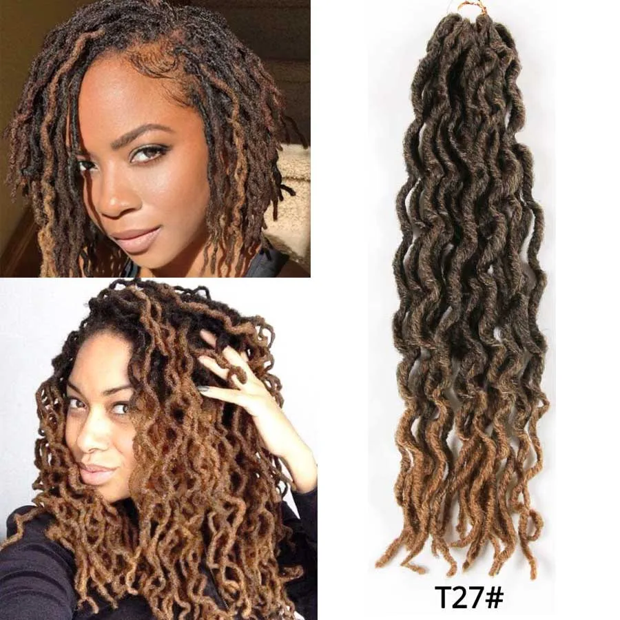 AliLeader Faux locs Curly вязаные косички 12 18 дюймов мягкие натуральные черные 99J синтетические волосы для наращивания 20 стендов/P искусственные замки волосы - Цвет: T1B/27
