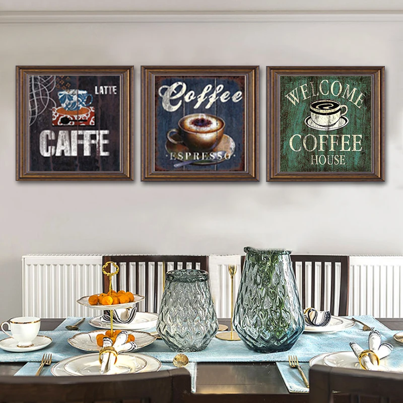 Винтаж Кофе холст рисунок, для бара, для кафе печати плакатов Wall Art спандекса фотографии Картины для Гостиная Кухня домашний декор
