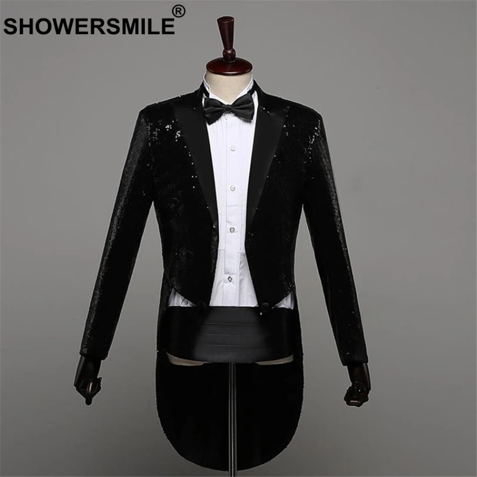 SHOWERSMILE куртка с блестками, Длинный блейзер, мужской красный пиджак с хвостом ласточки, сценический костюм певца, волшебника, пиджак, бренд 3XL, смокинг, блейзер