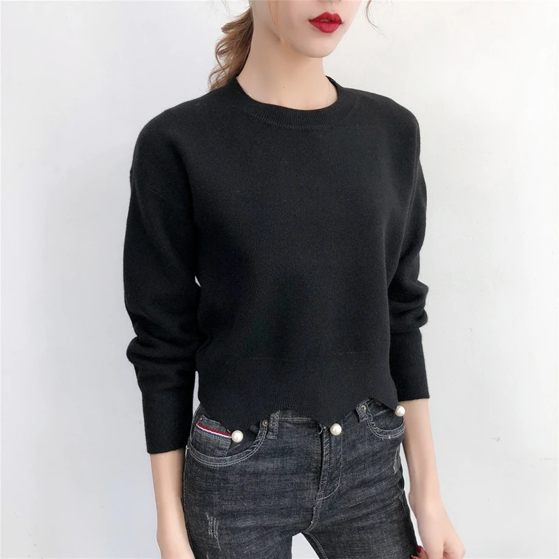 New Womens Sweaters Fall 2018 Winter Basic Base Short Ribbed Long Sleeve Top Jumpers Femme Pullover Sweater Knitwear Tops | Женская