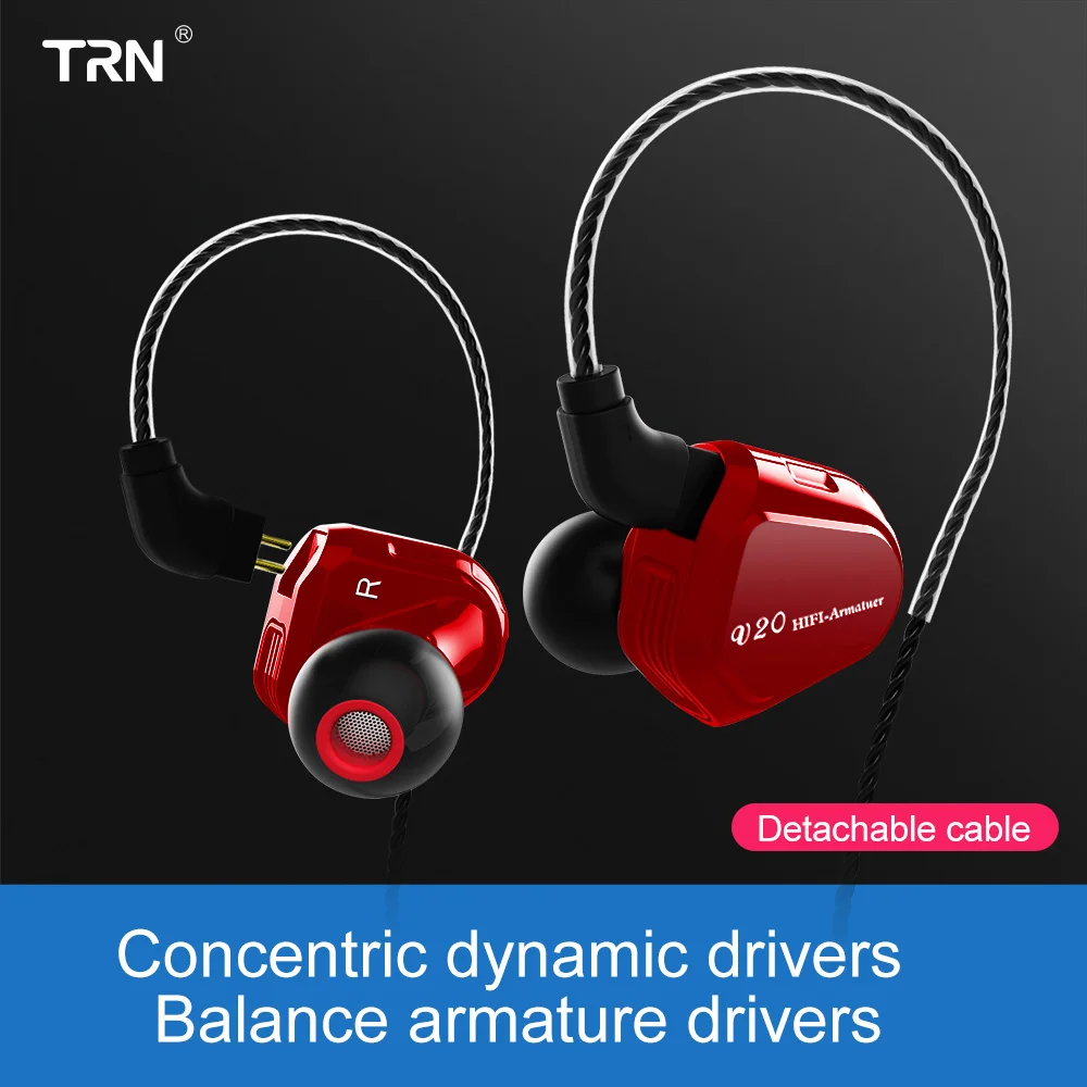 Новейший TRN V20 DD + BA Гибридный наушник для ушей HIFI DJ монитор бега спортивные