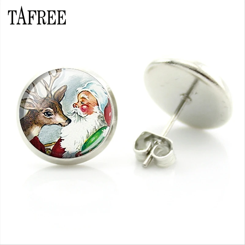 Новые рождественские Модные серьги гвоздики TAFREE с оленем Санта Клаусом красивой