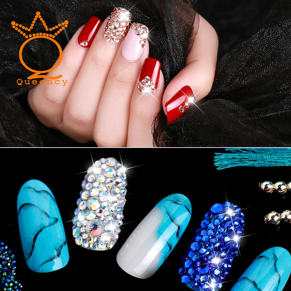 

ss3-ss10 Opal color Multi Size Glass Nail Rhinestones For Nails Art Decorations Crystals Strass Charms Opal Partition Mixed Size
