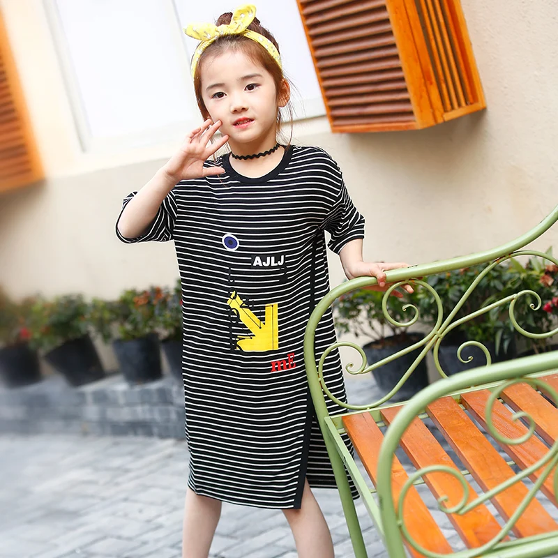 4-13t Girls Shirt Dress 2017 Brand Girl Casual Sundress Summer Costume Teenagers Short Sleeve Kids Clothes Jurk Meisje | Детская одежда