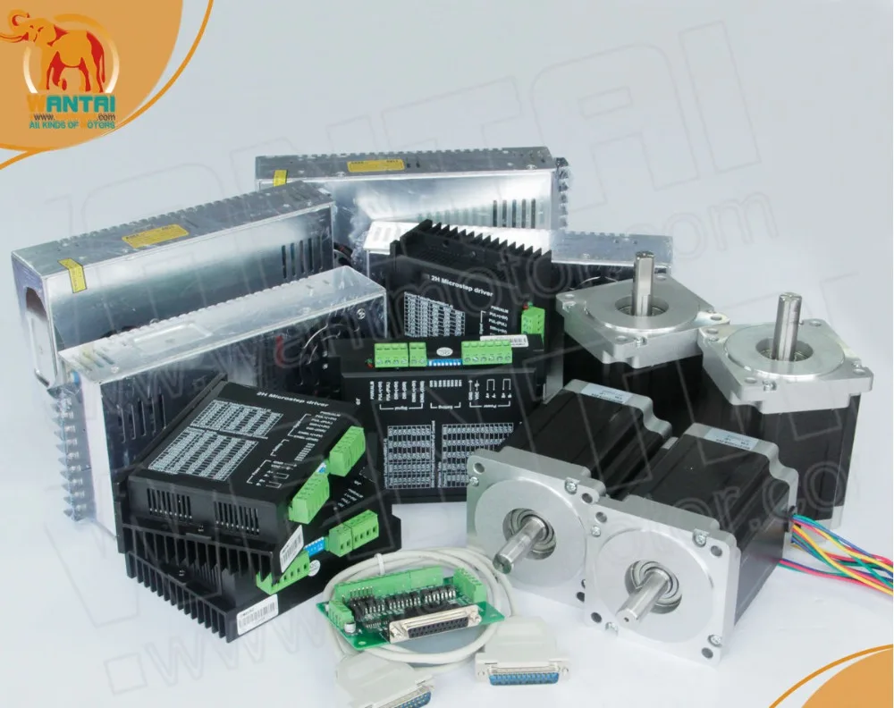 

[DE TO EUR] Wantai 4 оси Nema34 шаговый двигатель 85BYGH450C-012B двойной вал 1600oz-in + Драйвер DQ860MA 7.8A80V + комплект питания с ЧПУ