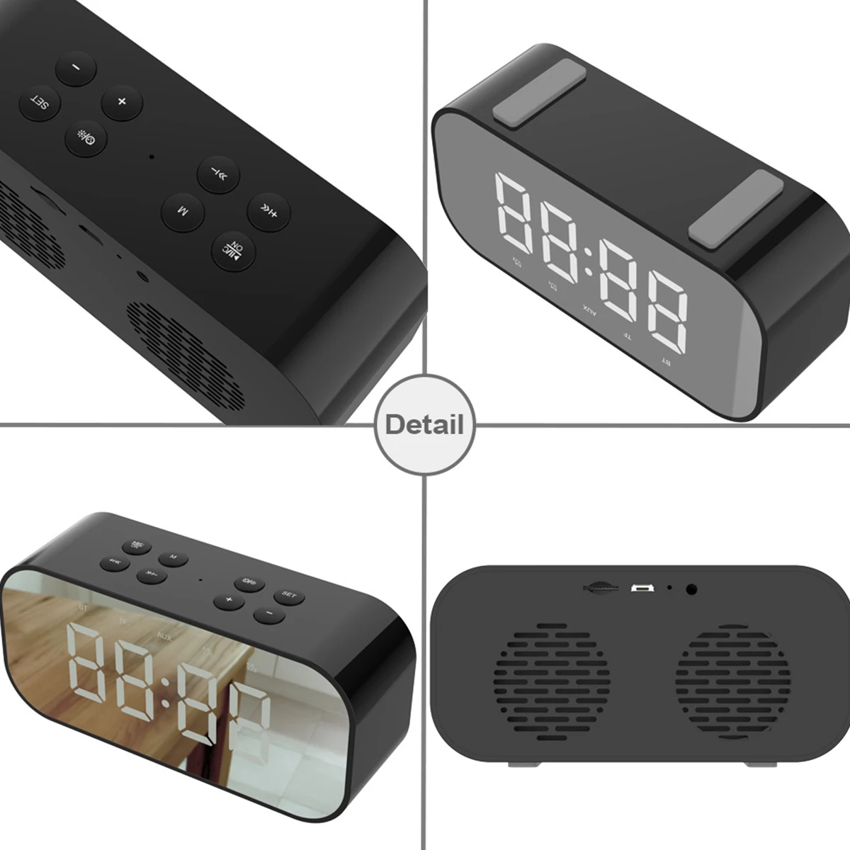 JRGK BT501 Портативный беспроводной Bluetooth динамик с будильником зеркальная Колонка