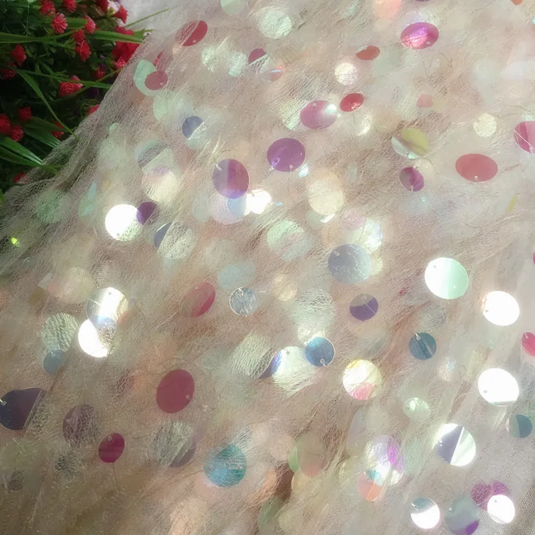 100*130cm Sequin Fabric Sparkly Dot Mesh for Dresses Performance Fahion Clothing | Дом и сад