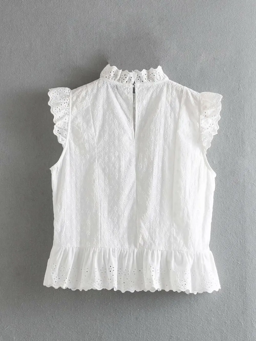 2019 za для женщин летние блузки малышек женский деревенский ажурный embroideried Топ