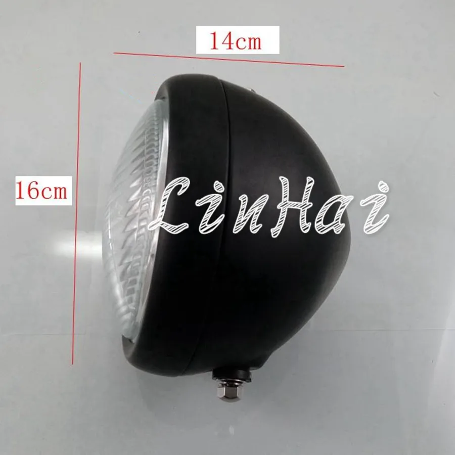Мотоциклетная галогенная передняя фара 12 В в черном металлическом ретро стиле
